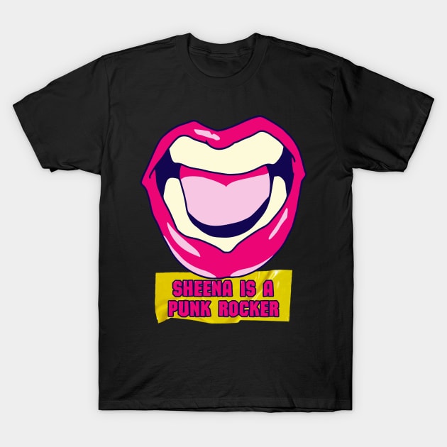 the lips of punk rocker girl and tape T-Shirt by lord cobra